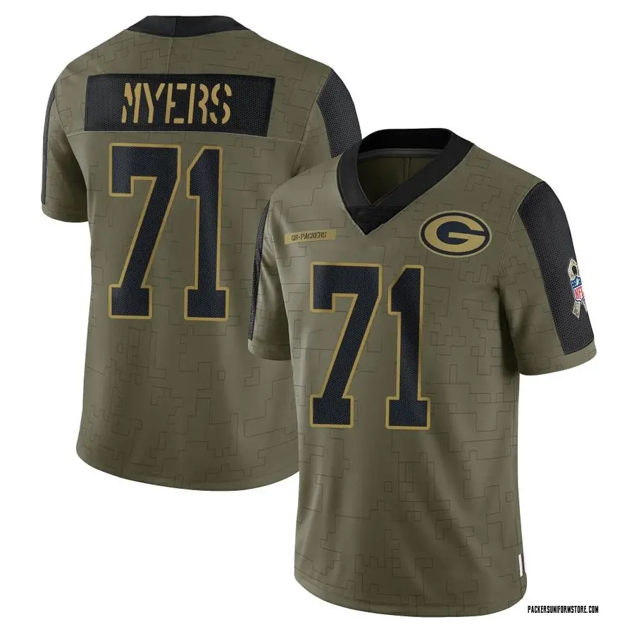 Nike Josh Myers Green Bay Packers Youth Limited Olive 2021 Salute To  Service Jersey